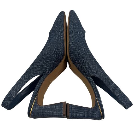 Vince Camuto Blue Hamden Leather Textile Slingback Pumps Women's Size 7.5 - Picture 6 of 9